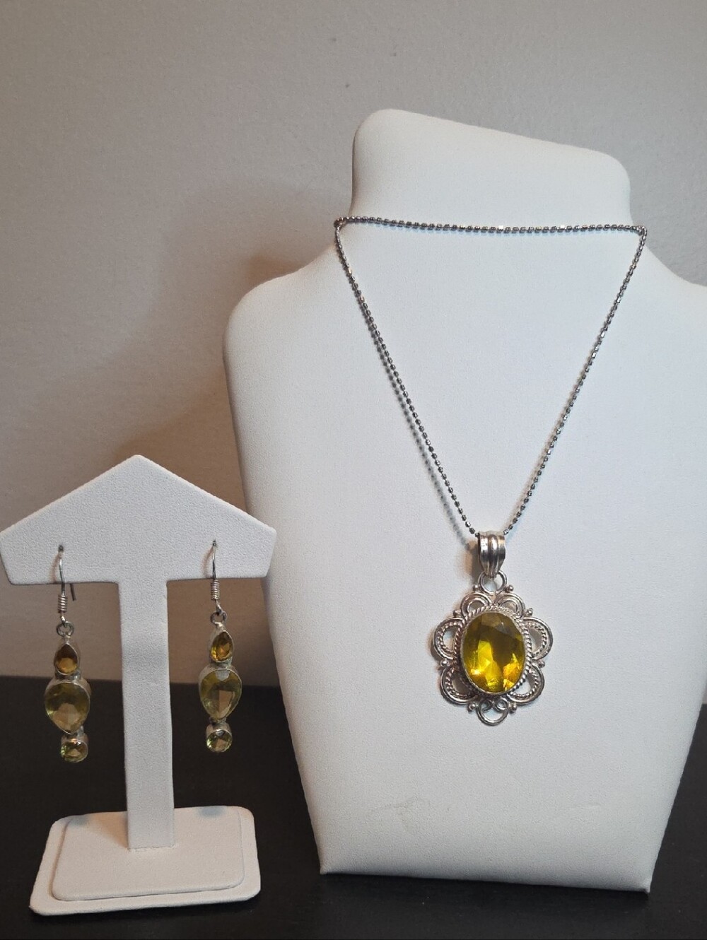 Sterling Silver And Citrine Set